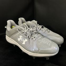Under Armour Yard Low MT Charged Baseball Cleats Grey (contact info removed)-101 Mens Size 16