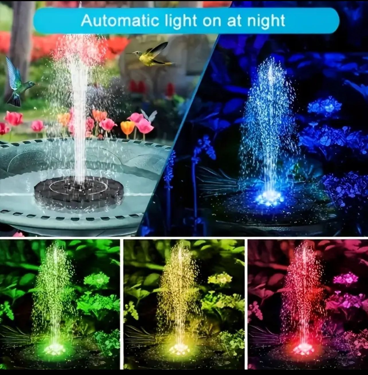High-Quality 3.5W Solar-Powered LED Fountain with Vibrant Multi-Color Display