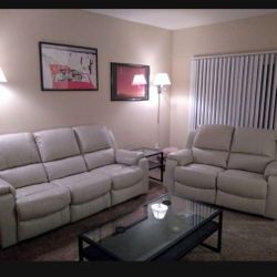 Brand New🤩 White Leather  Sofa And Loveseat Living Room Set💥 Financing Options ✅