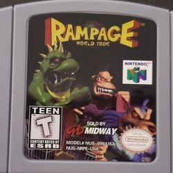 Rampage World Tour Video Game Cartridge Nintendo 64 N64