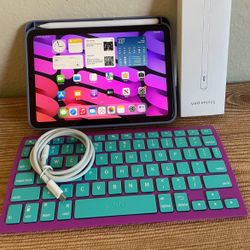  iPad Mini 6th Generation 64Gb pink Zagg Keyboard, Pen, Case, earphone  and Charger 