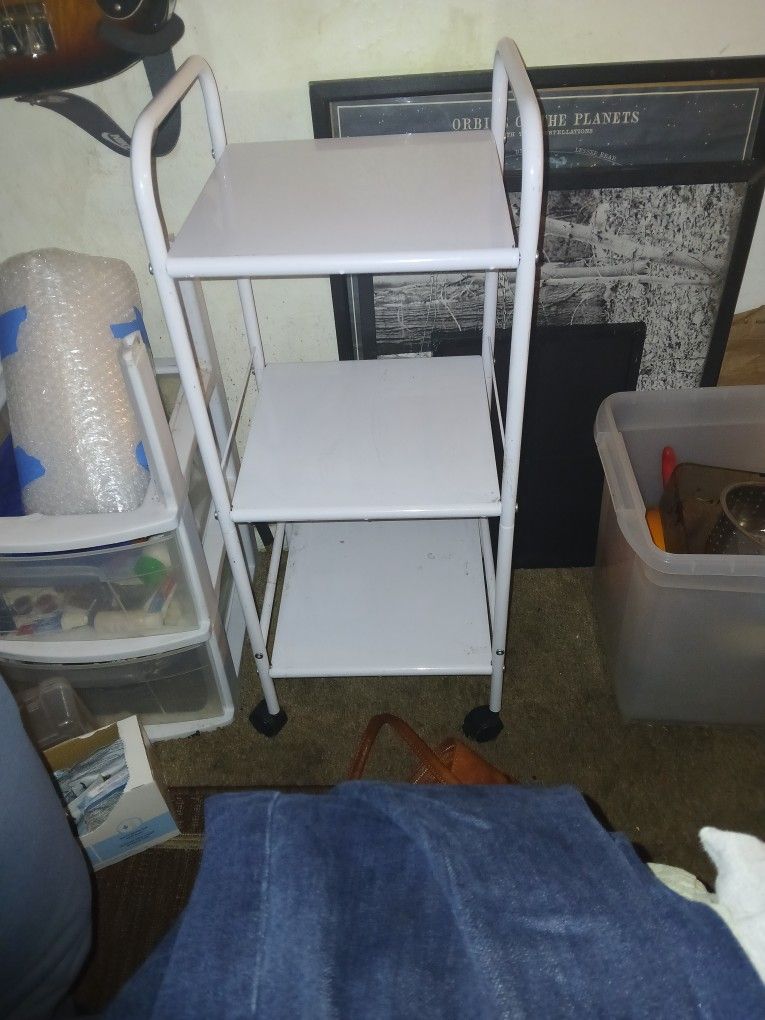 White Rolling Shelf.