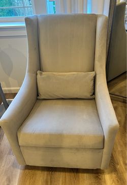 Light Gray Glider Upholstered Wingback Accent Chair