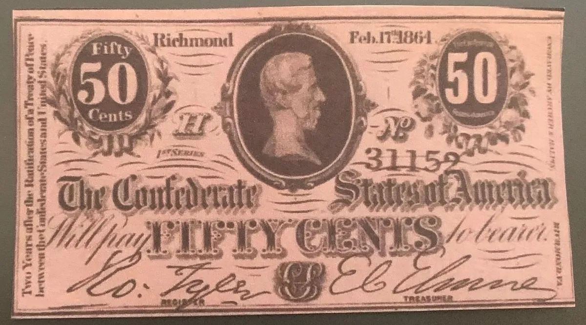 1864 Fifty Cents Note CSA Richmond, VA Uncir.