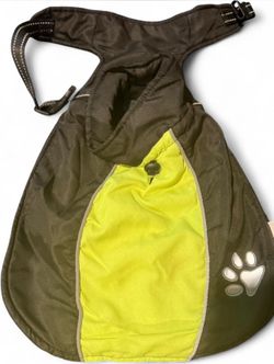 Black and highlight yellow dog raincoat with reflective details