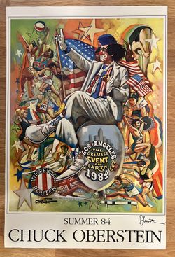 Signed Olympic Collectible - Chuck Oberstein “Summer 84” Los Angeles 1984 Olympics Poster – Hand Signed