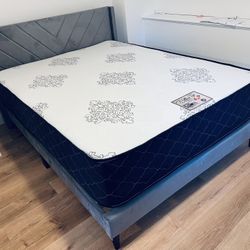 Queen Size Bed Frame-Queen Mattress 12”thick Brand New Delivery All Cities 