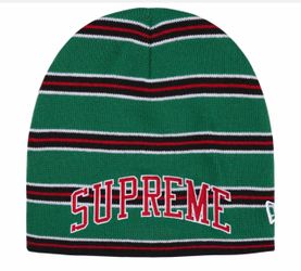 Supreme new era stripes beanie Green