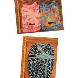 3 New Designer Puppy Zzang Pet Teacup Cat Dresses sz M 