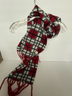 Plaid Scarf with Tassel Fringe and Charm