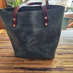KMM & Co. Atlantic Blue Leather Tote