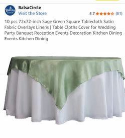 9 Sage green satin table clothes