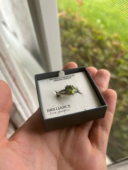 10KT Gold & Sterling Silver Genuine Peridot Ring
