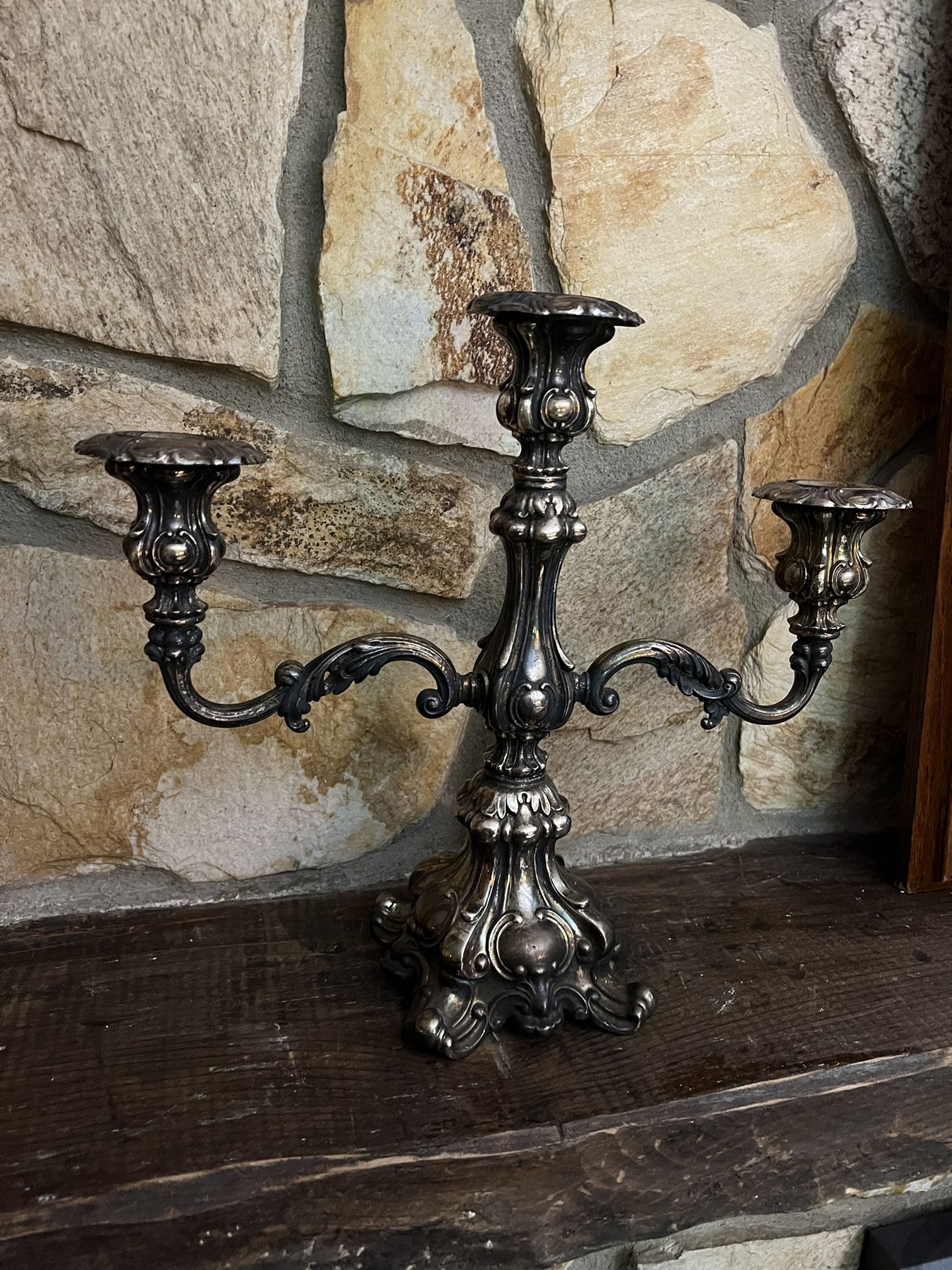 Antique 3 candle holder Wm. Rogers & Son