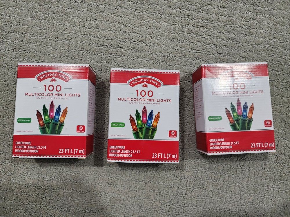  multicilor mini 100 lights 3 box(23 ft long): $12 for 3 box