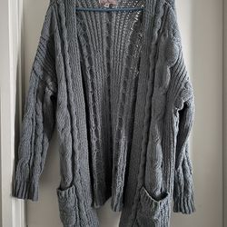 Blue Grayish Knitted Cardigan 