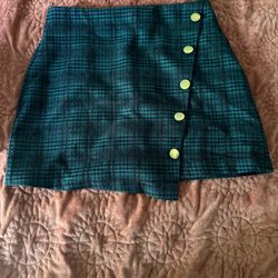 Forever 21 Dark Green Black Wrap Mini Skirt