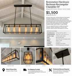 RH Beckman 54" Rectangular Chandelier