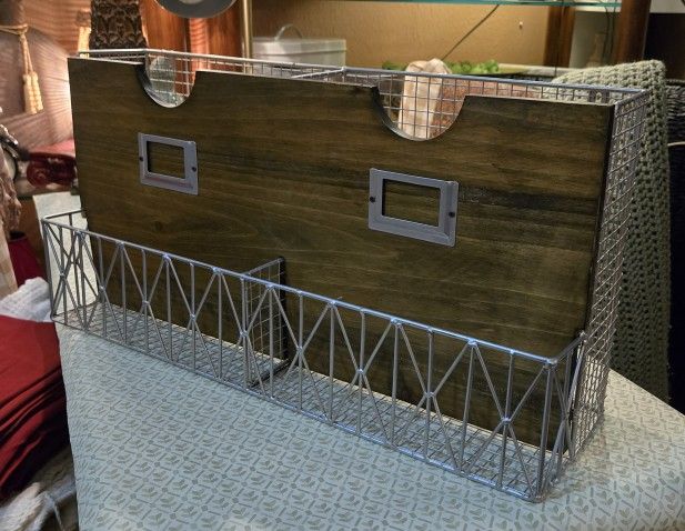 Large Wall Mount Organizer, Wood & Metal
