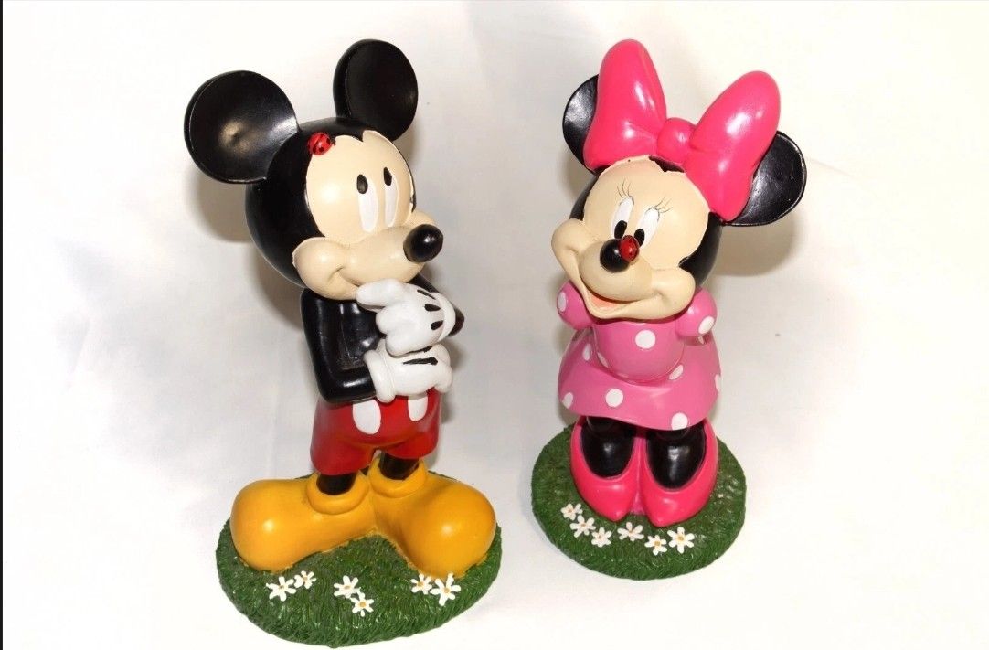 Disney Mickey & Minnie Mouse Garden Statues Spring Ladybug 10" Resin NEW Large