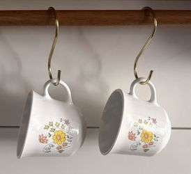 2 Vintage Corelle by Corning Spring Meadow Flowers Floral Pattern Coffee Tea Cups Mugs 8 Oz