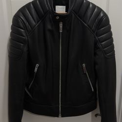Sandro Archive Leather Jacket with Quilted Trims (FR LARGE/IT 50/US M)