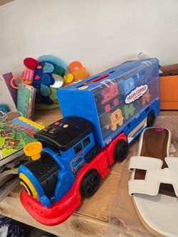 Train Set Truck Toys for Toddlers Age 3 4 5 6 Years Old, Carrier Transport Truck with Light & Music