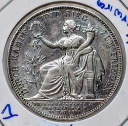 RARE 1 Vereinsthaler - Louis II "Siegestaler" barvaria silver coin