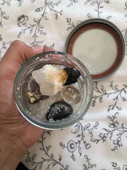 Crystals in mason jar