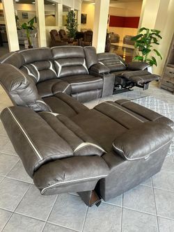 Home Decor Ashley Kincord Midnight Power Reclining Sectional Couch