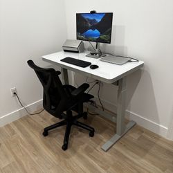 Adjustable Height Standing Desk And Office Chair