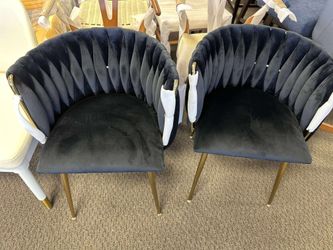 Dining Chairs Set of 2, Velvet Upholstered Dining Chairs with Gold Metal Legs, Modern Accent Chairs for Living Room, Dining Room, Kitchen (Black) $120