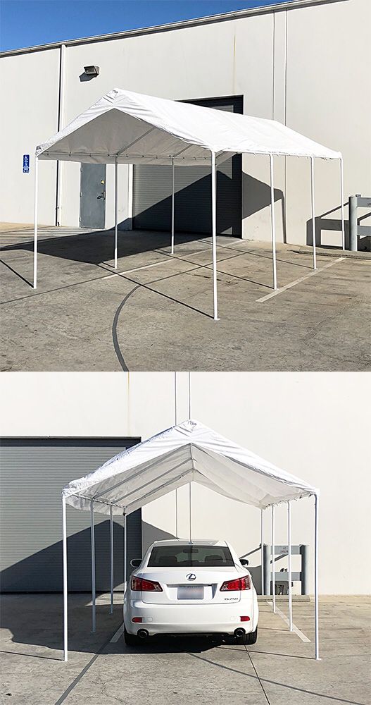New $130 Heavy Duty 10x20 ft Carport Canopy Outdoor Storage Shelter 8 Steel Leg, Waterproof Cover