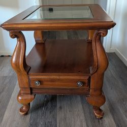 Wood and Glass End Table 