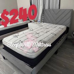 Twin Size Bed Frame With Pillow Top Mattress Included 