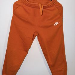 Nike Size large Youth Fleece Sweatpants Orange Tapered Elastic Waist (kids Size)