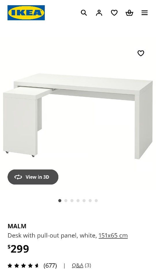 Ikea Malm Work Desk With Pull Out Panel