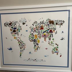 Framed World Map Nursery Wall Art