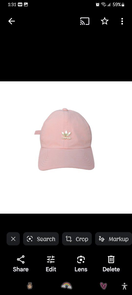 Relaxed Metal Strap-Back Hat Pink, Womens