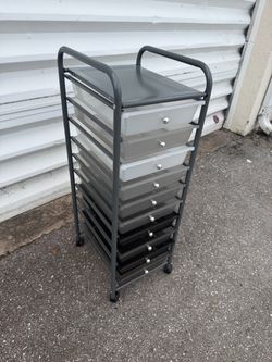 Rolling 10 Drawer Plastic Storage Bin Arts Crafts Chest! Excellent condition!  13x15x39in