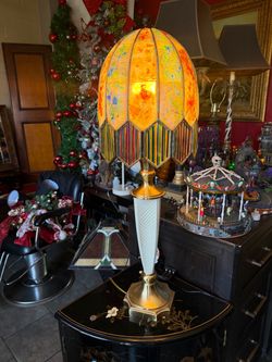 Lead Confetti glass paneled table lamp