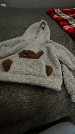 Girls Kids Grey Teddy Bear Sweater 