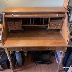 ANTIQUE SECRETARY ROLL TOP DESK  VINTAGE