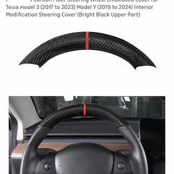 Carbon Fiber Steering Wheel Embedded Cover for Tesia Model 3 (2017 to 2023) Model Y (2019 to 2024)