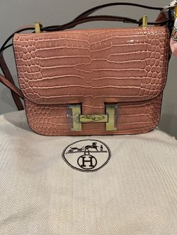 Gorgeous H Purse Pink Croc 