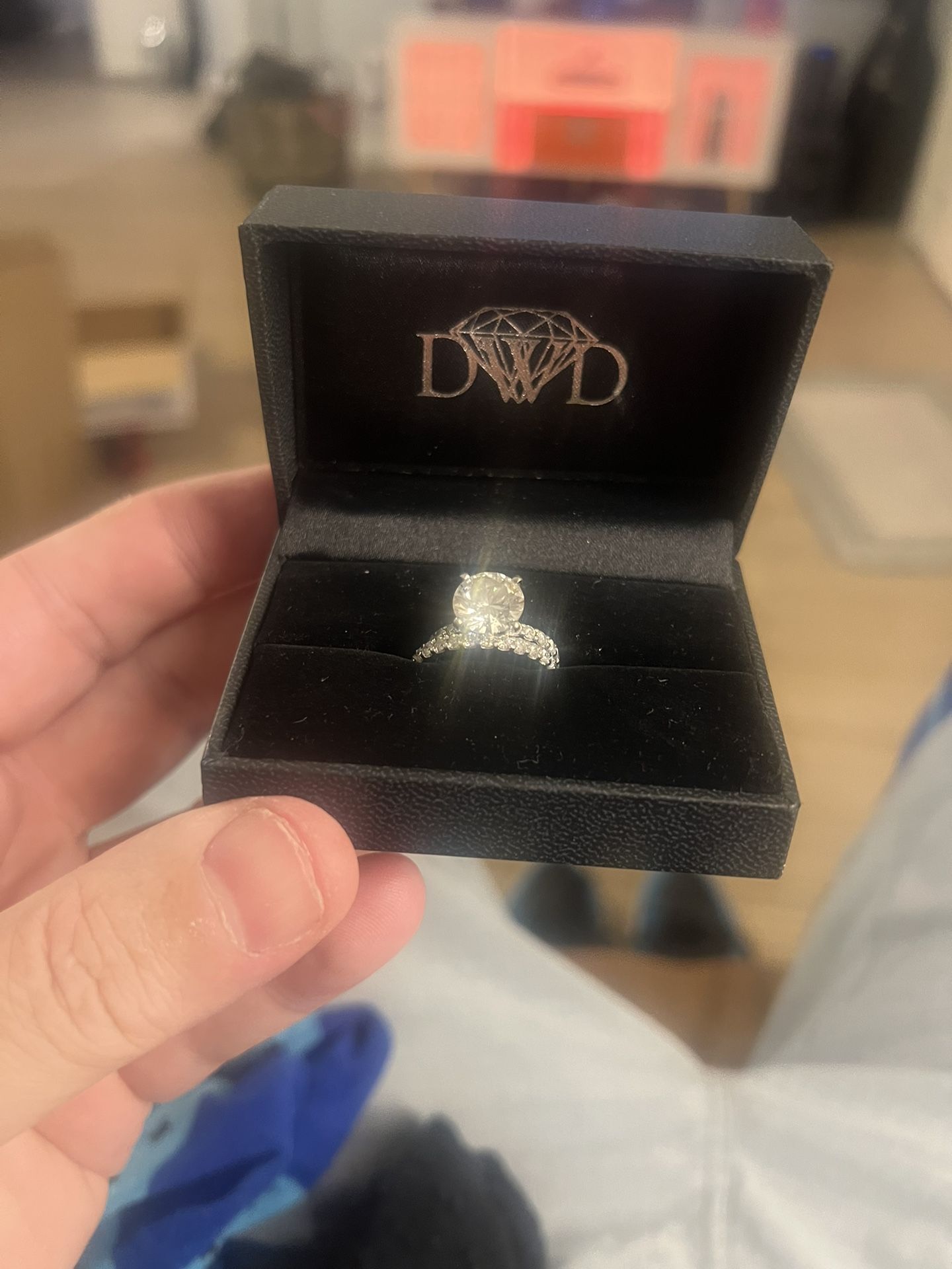 3.00 Carat Lab Grown Diamond Engagement Ring Plus Wedding Band Set (certification Docs Included)