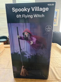 Brand New never opened Spooky Village 6ft Flying Witch Price
