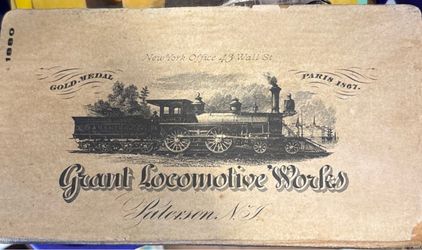 Collectible Antique 1880 Grant Locomotive Works Advertising Trade Card