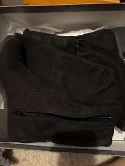 Black Suede Knee-High Boots with Zipper