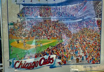 “FRAMED” WRIGLEY FIELD PICTURE ( THE FRIENDLY CONFINES LIKE YOU ‘VE NEVER SEEN HER BEFORE